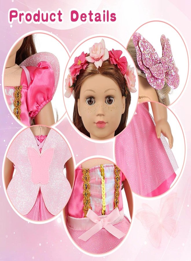 DONTNO American 18 Inch Doll Makeup Accessories and Butterfly Fairy Theme Set,Included 2 Pieces Clothes,Flower Wreath Headwear,Eyelash Brush,Eye Shadow,Bracelet,Butterfly Strap and Hair Clip(NO Doll) - Image 4